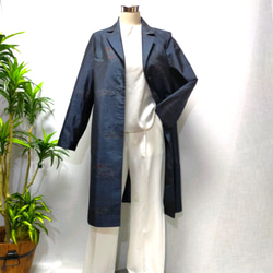 ☆ 着物リメイク ☆ 紬？ ☆ 春夏ロングコート ☆ ポケット付 ☆ 裏地なし☆ e1dfb6011fe9f30851ac1f1a9c41ab