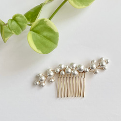❤️500受注制作✿贅沢コットンパールのヘアコーム　国産パール結婚式･和装･洋装･留袖･七五三･入学式･卒業式　 1枚目の画像