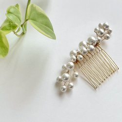 ❤️500受注制作✿贅沢コットンパールのヘアコーム　国産パール結婚式･和装･洋装･留袖･七五三･入学式･卒業式　 3枚目の画像