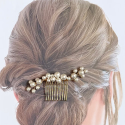 ❤️500受注制作✿贅沢コットンパールのヘアコーム　国産パール結婚式･和装･洋装･留袖･七五三･入学式･卒業式　 5枚目の画像
