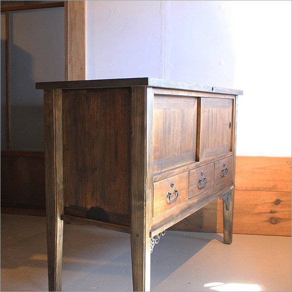 古材 チェスト アンティーク キャビネット 木製 無垢材 和箪笥 収納 和風 飾り棚 和モダン 昭和レトロ 家具 古民家 古材