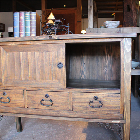 古材 チェスト アンティーク キャビネット 木製 無垢材 和箪笥 収納 和風 飾り棚 和モダン 昭和レトロ 家具 古民家 古材