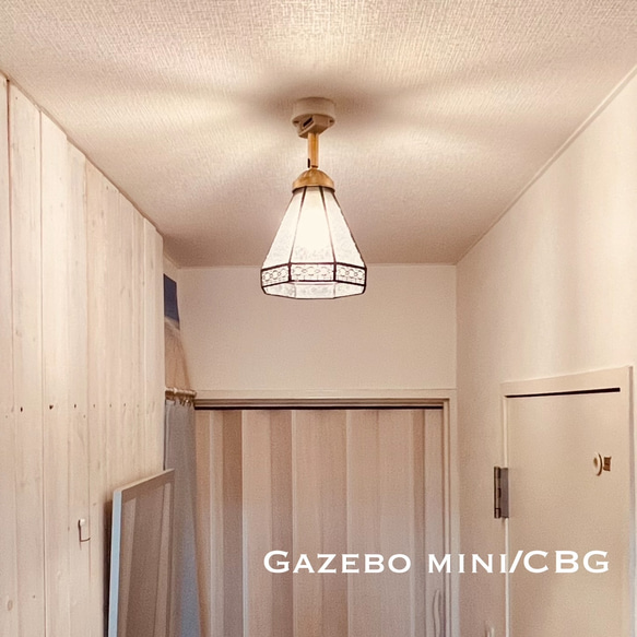 天井照明 Gazebomini/CBG シーリングライト ステンドグラス ランプシェード 角度自在器 真鋳E17ソケット 2枚目の画像