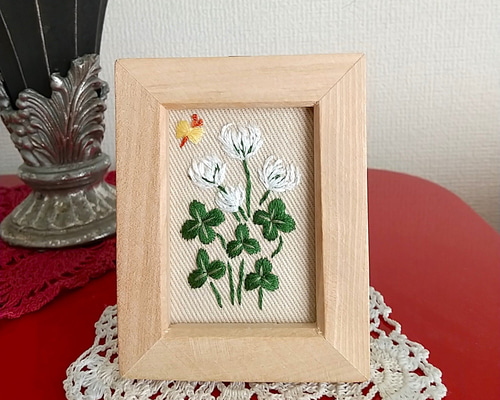 あんこページ　刺繡フレーム2点 ミニ刺繡フレーム 四つ葉のクローバー その他インテリア雑貨 ショップ