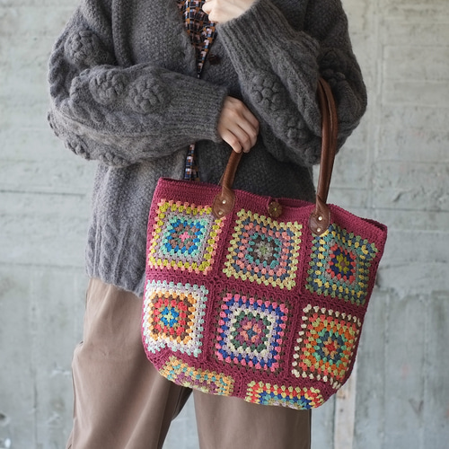 即納クリスマス2025☆フラワークロシェトートバッグ（20w-018