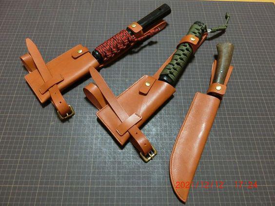 カスタムレザーシース　本革製鉈カバー セット製作　ベルトループ　レッグストラップ