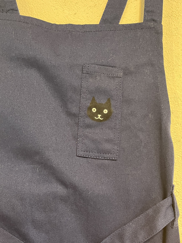 ネコ柄　エプロン　ペンポケット+前ポケットあり　ハンドメイド 8枚目の画像