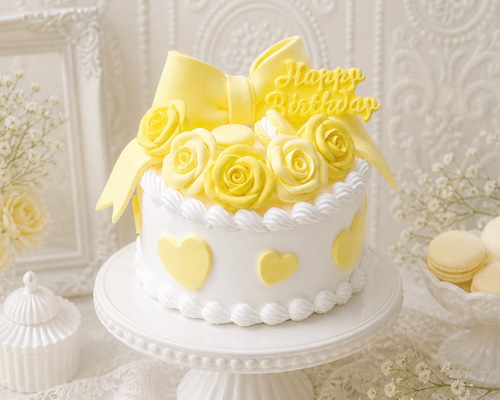 フェミニン可愛い♡リボンとバラのクレイケーキ｜記念日・生誕祭