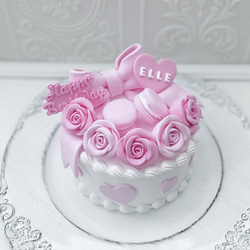 ラパフェ♡ プリメロ♡ カップケーキ柄♡ リボン♡ セット売り♡ リボンとバラとハートのクレイケーキ✳︎ピンク＊色変更可
