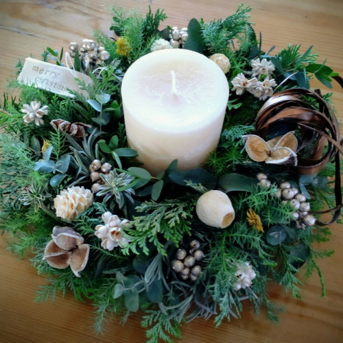 クリスマスリース　キャンドルリース クリスマスキャンドルリース〜Christmas〜 プリザーブドフラワー