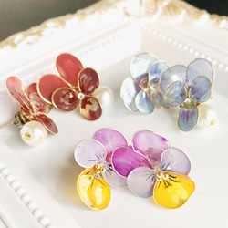 レジン お花ピアス イヤリング ビオラ | miel