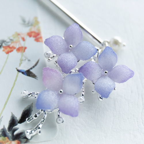 紫陽花のゆらゆらかんざし ヘアアクセサリー 簪 髪飾り かんざし