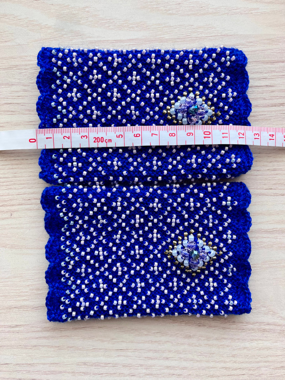 串珠針織暖臂器、暖腕器♡保暖配件（鑽石/寶藍色②） 第8張的照片