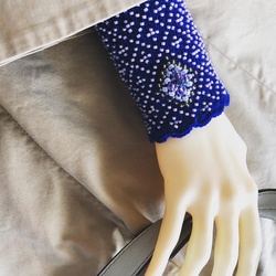 串珠針織暖臂器、暖腕器♡保暖配件（鑽石/寶藍色②） 第9張的照片