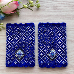 送料無料]Aボタニカル雨上がりの花(ピンク)ビーズニットのアーム