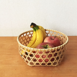 受注制作】六つ目編みかご 中型 フリーボックス・小物入れ タケアミ