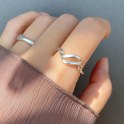 太陽　サン　ウェーブ　波　シルバー　リング 17号 波モチーフ｡.｡:* 2重ウェーブリングRG59 指輪・リング Ringo 通販