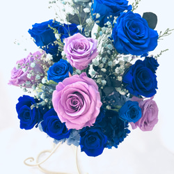 プリザーブドフラワー/青い薔薇とライラックローズの花束 5枚目の画像
