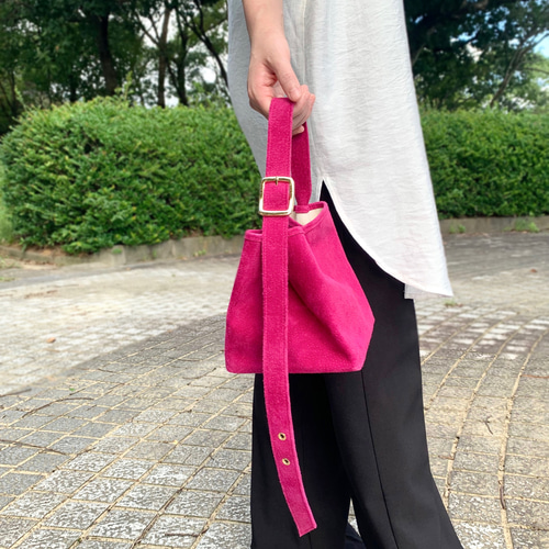 超ミニバッグ好きに♡」2WAY本革スクエアバッグ マゼンタ ピンク 超ミニバッグ好きに♡」2WAY本革スクエアバッグ マゼンタ ピンク