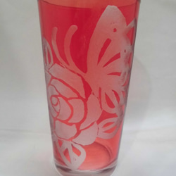 グラスリッツェン　色付きグラス　薔薇と蝶 6枚目の画像