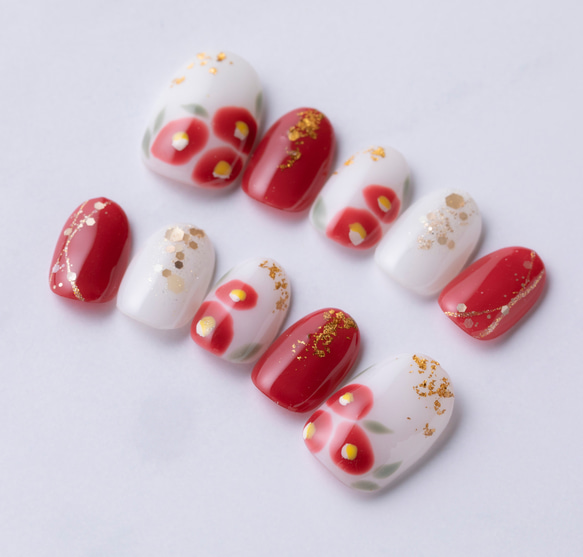 椿の花ネイルチップ ネイルチップ（つけ爪） 田中綾音 通販 12729855