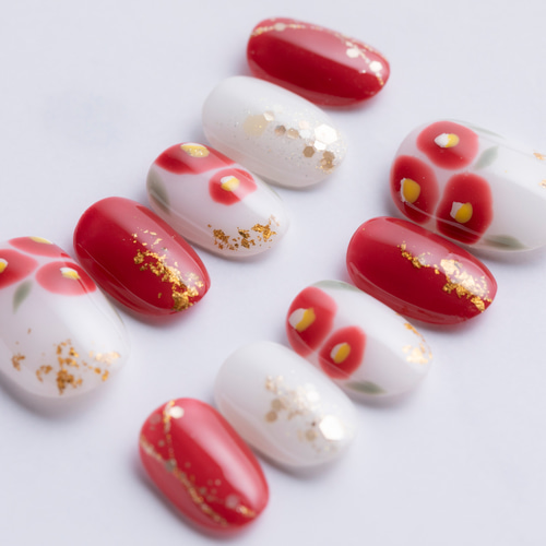 椿の花ネイルチップ ネイルチップ（つけ爪） 田中綾音 通販 12729855