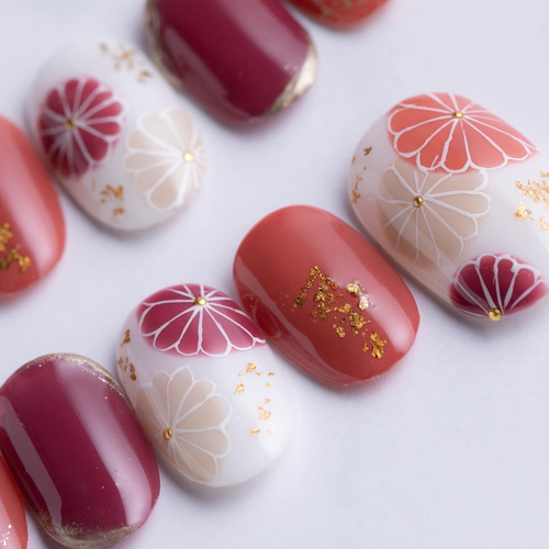 16日まで値下げ　ネイルチップ　和柄　和紙 手書きの和柄ネイルチップ ネイルチップ（つけ爪） 田中綾音 通販