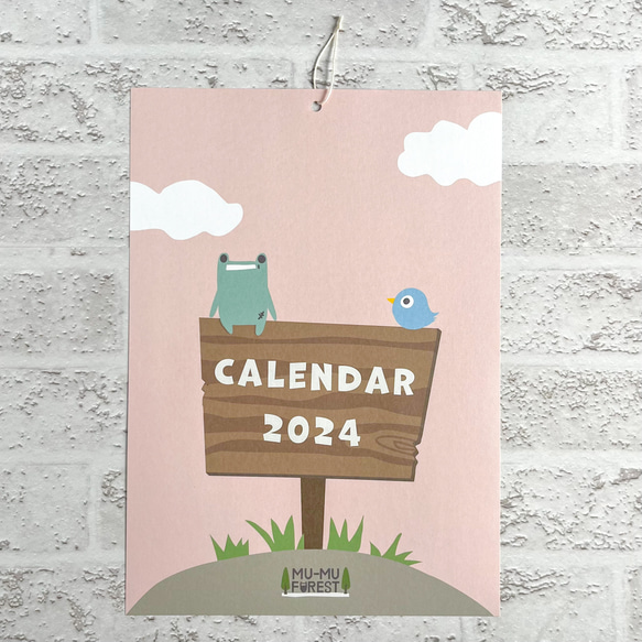 【2024年4月始まり】 がえるととりの壁掛けカレンダー【A4サイズ】 1枚目の画像