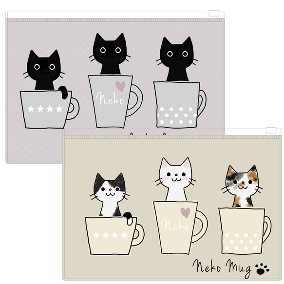 ねこねこクリアポーチ（猫 ねこ ネコ 猫好き 猫イラスト） その他雑貨