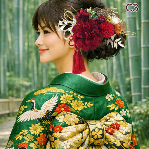 髪飾り 成人式 ダリア 赤 アデル C3 和装 色打掛 振袖 袴 造花 ヘッド