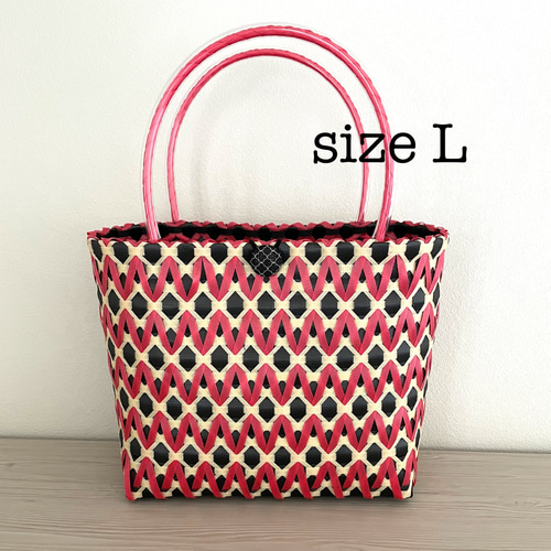 プラカゴ ウェイブ柄 大きめトートバッグ アウトドアにも エコバッグ