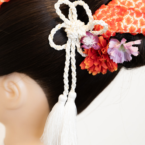 七五三・前撮り髪飾り緑D】鹿の子（かのこ）ちんころ＆タッセル付き