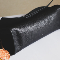 身軽本革ショルダーバッグ斜め掛けポシェットバッグ長財布収納可能　斜め掛け男女兼用　ブラック 5枚目の画像