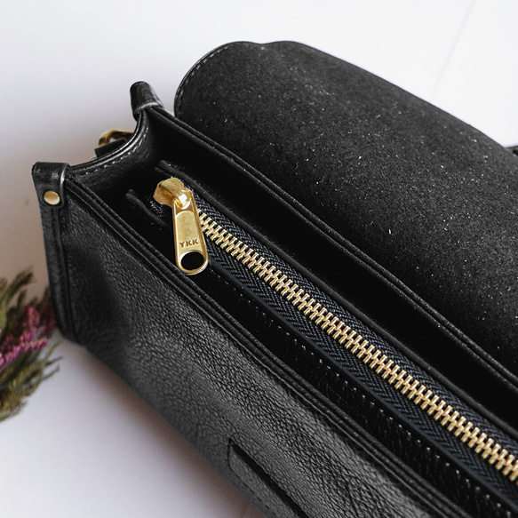 身軽本革ショルダーバッグ斜め掛けポシェットバッグ長財布収納可能　斜め掛け男女兼用　ブラック 3枚目の画像