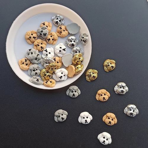 新色追加【4pcs】3D トイプードル 樹脂パーツ アクセサリー