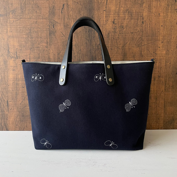 ミナペルホネン choucho + noppara ハンドメイド巾着トートバッグ ミナ