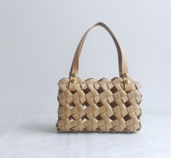 秋風恋し 大人 カゴバッグ S きなり beige 本革ハンドル ギフト