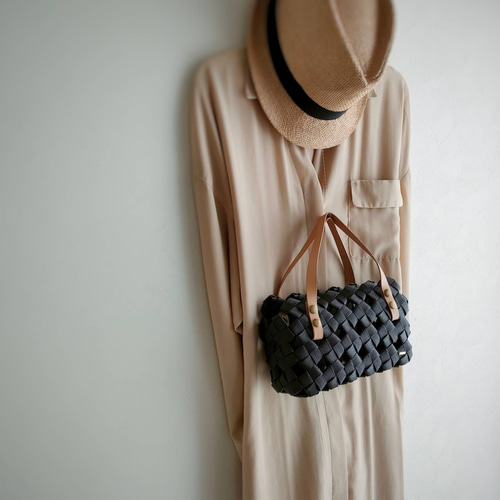 夏 涼やか 大人 カゴバッグ S きなり beige 本革ハンドル ギフト