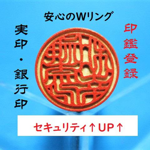 はんこ 銀行印 実印 印鑑 飾り枠 ダブルリング デザイン印 アカネ印材