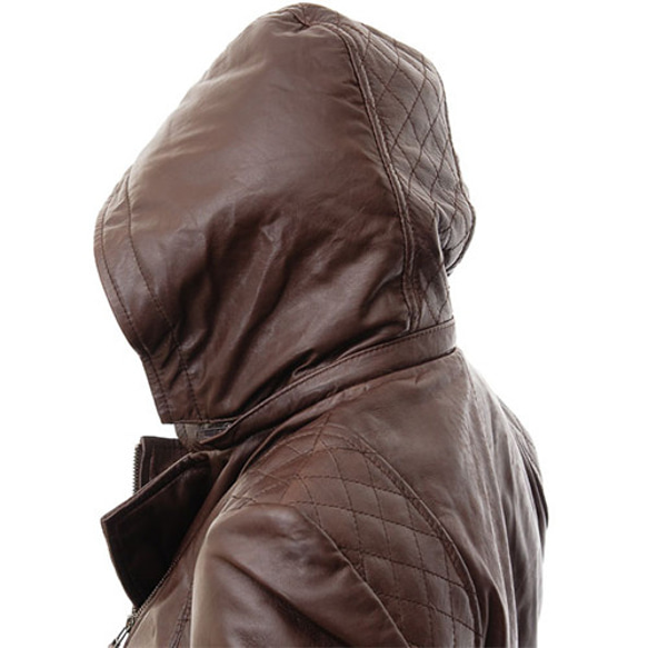 羊革フード付きライダージャケット Sheep Leather Jacket with Hood 9枚目の画像