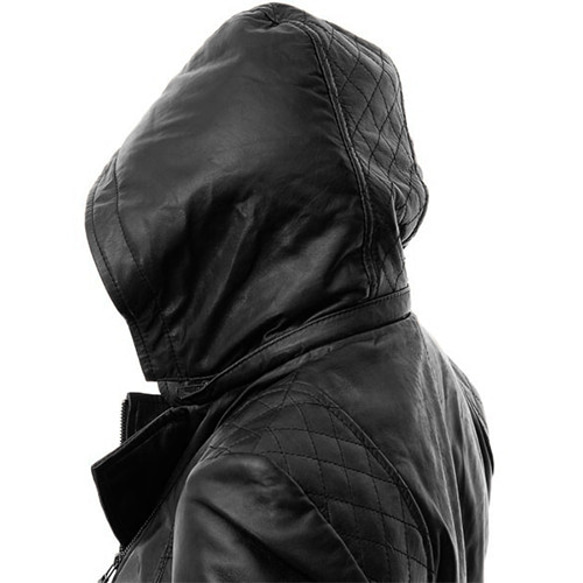 羊革フード付きライダージャケット Sheep Leather Jacket with Hood 3枚目の画像