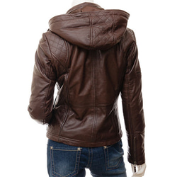 羊革フード付きライダージャケット Sheep Leather Jacket with Hood 6枚目の画像