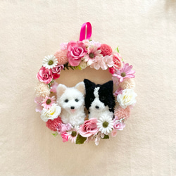 全身２匹のうちの子ぽんぽんリース（お花タイプ）　　ビションフリーゼ  プードル  犬　猫　チワワ　ヨークシャテリア　 11枚目の画像