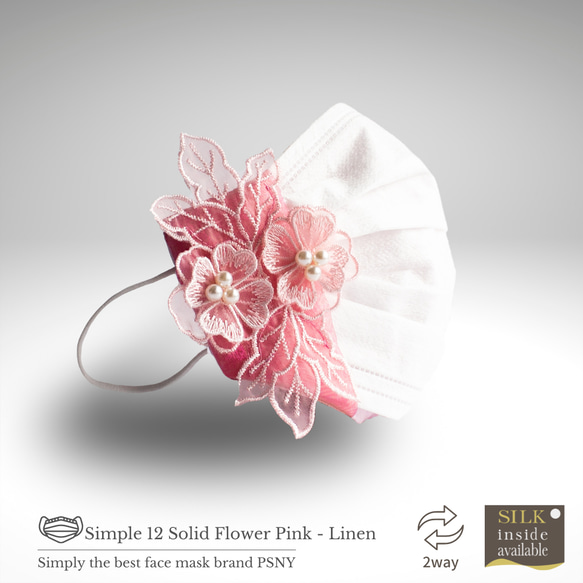 PSNY 立體花卉圖案 粉色蕾絲和粉色亞麻口罩罩 2W12 第8張的照片