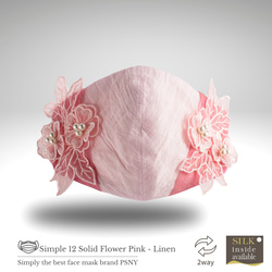 PSNY 立體花卉圖案 粉色蕾絲和粉色亞麻口罩罩 2W12 第3張的照片