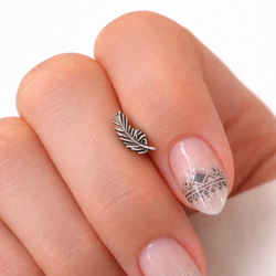 アンティークフェザー 羽根 ボディピアス 14G 16G 18G シルバー 軟骨