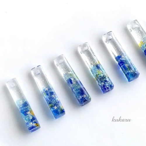 沖縄】琉球ガラスと星砂のスティック ピアス (イヤリング) ピアス