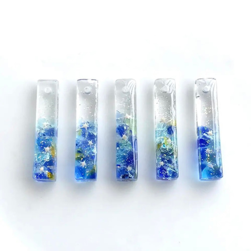 沖縄】琉球ガラスと星砂のスティック ピアス (イヤリング) ピアス
