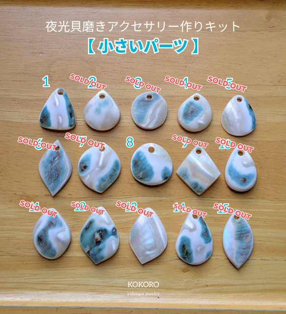 夜光貝磨きアクセサリー作りキット ✳【 小さいパーツ 】 キット 夜光