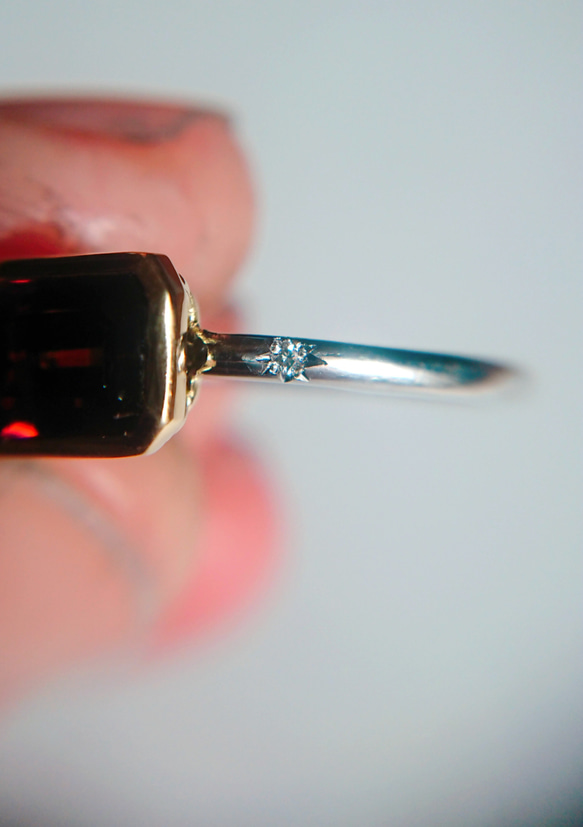 希少  雅×パッションなバイカラートルマリン ダイヤモンド K18 Pt900 リング 14枚目の画像